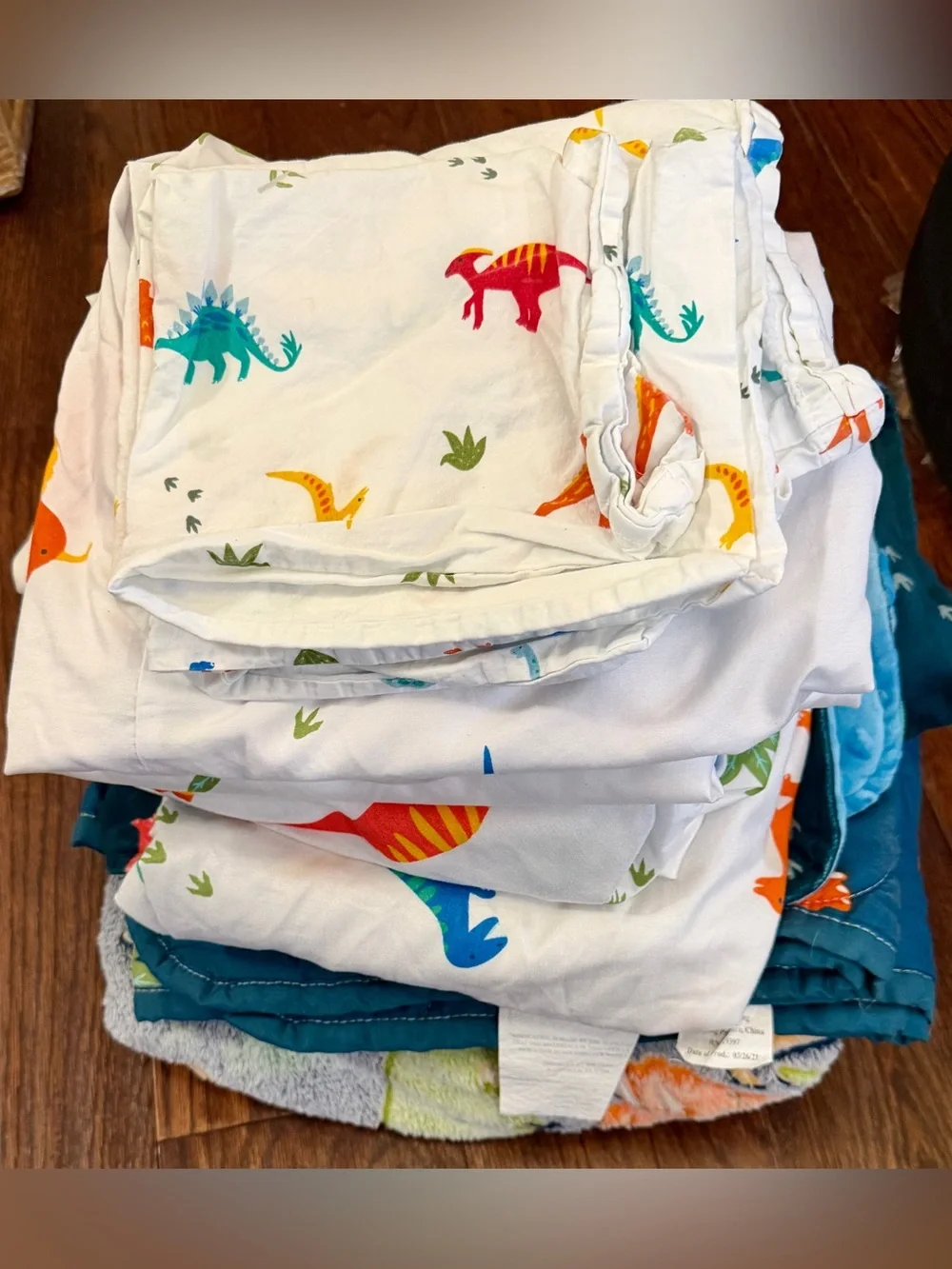 Kids Dinosaur Blanket and Bedding Set - Blue & Teal